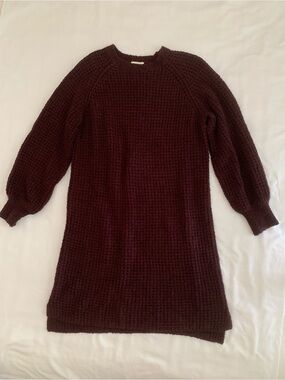 EUC UpWest Resort & Mercantile Waffle Knit Sweater Dress Size M Burgundy